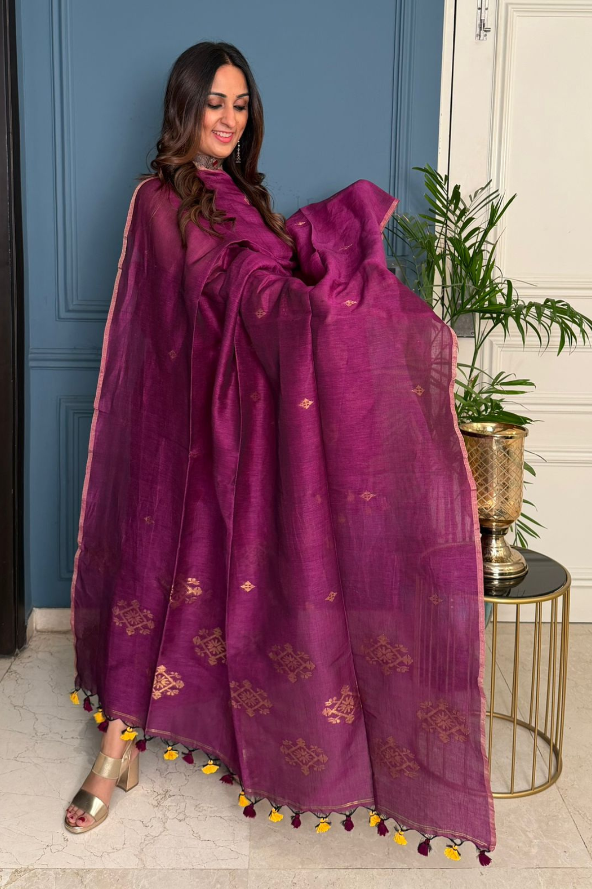 Jayshree cotton linen kurta dupatta set