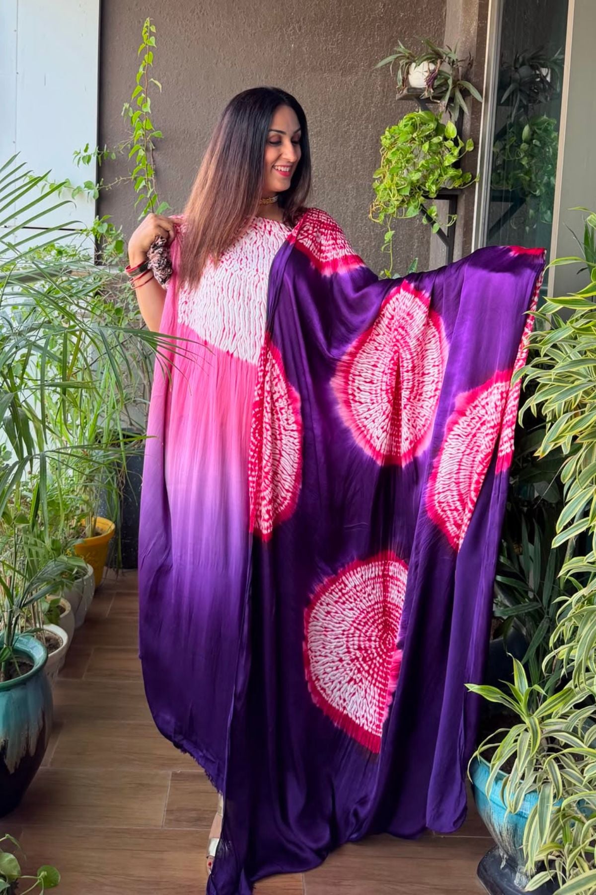 Hand Shibori on pure modal Satin-Kurta and dupatta set!!