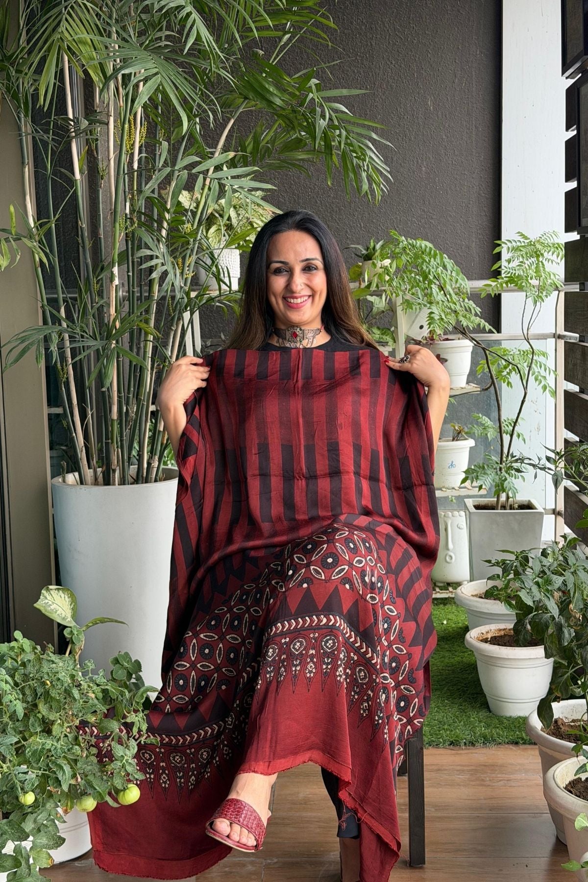 Ajrakh kurta fabric on pure modal !!