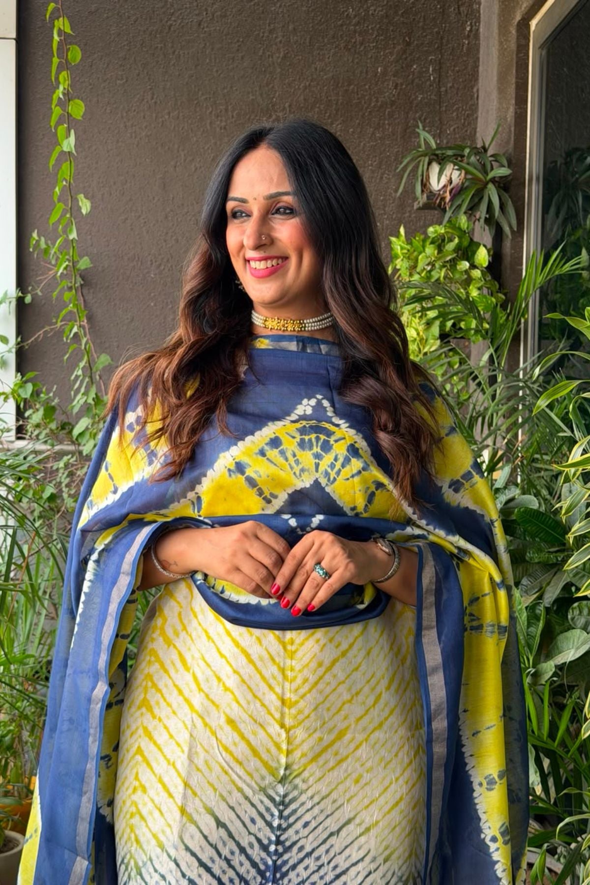Shibori tie and dye kurta dupatta set on pure Chanderi!!
