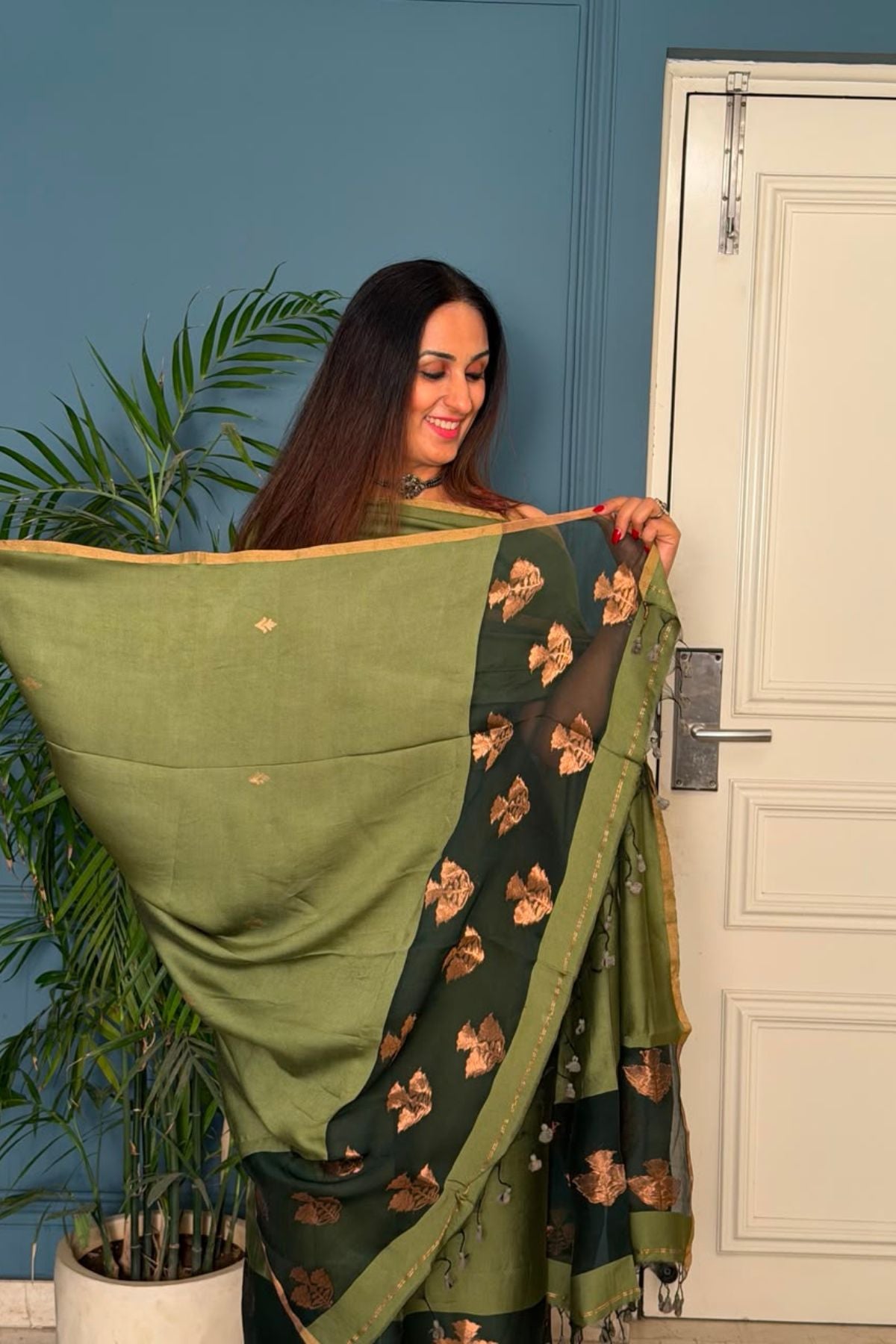 Pure Muslin Bangalore Silk kurta dupatta set with Jamdani work!!