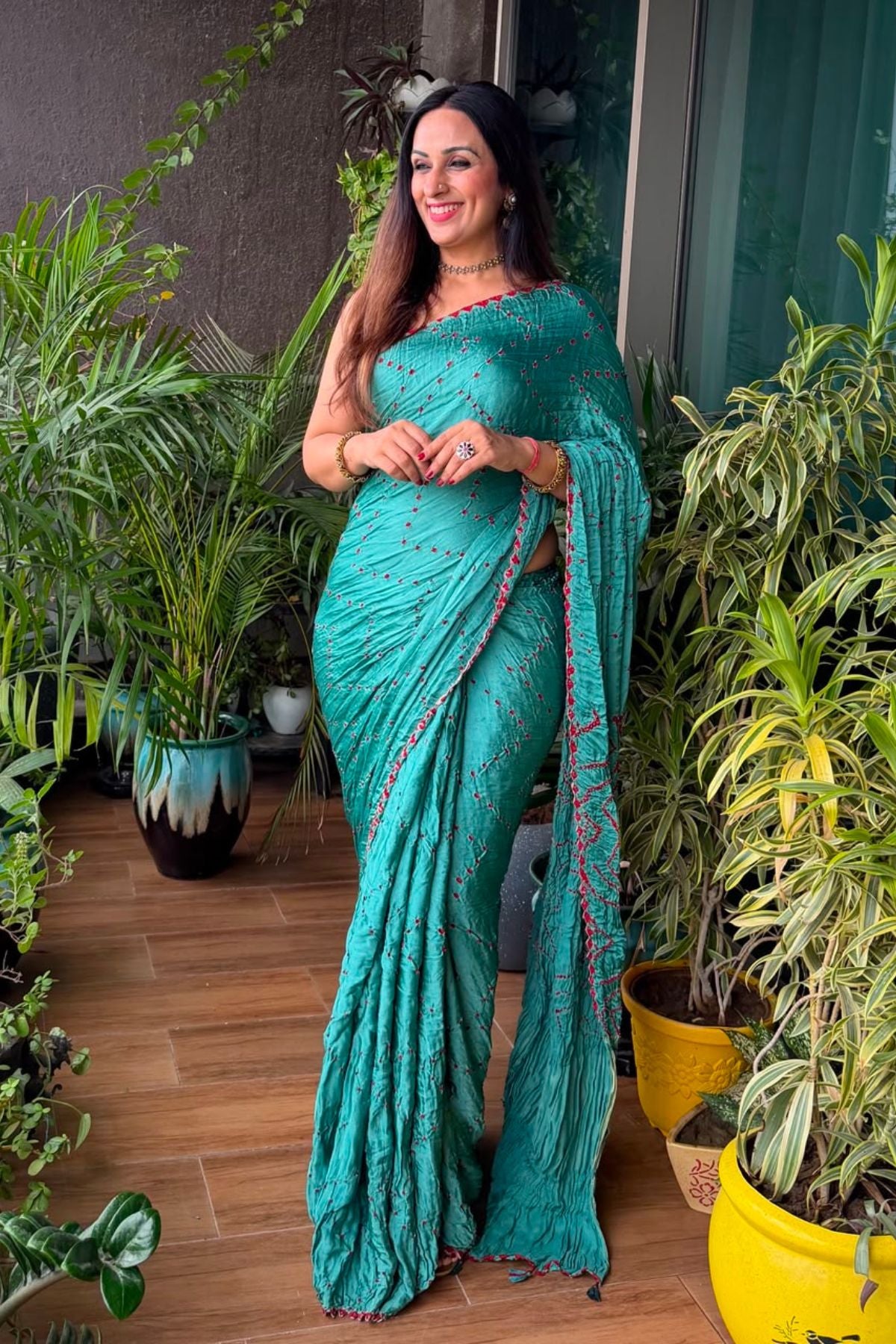 Handcrafted bandhani saree on pure modal!!!