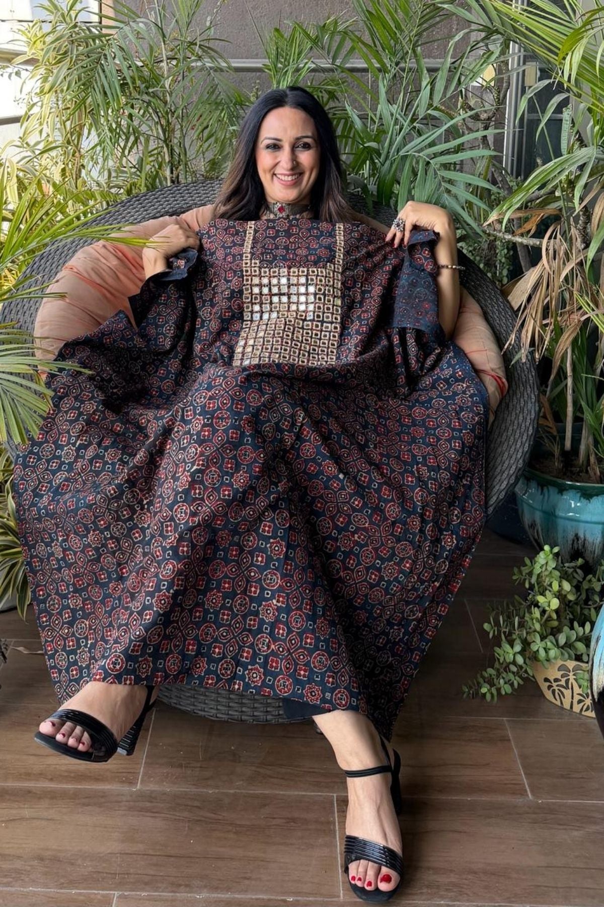 Pure Cotton Kutch mirror hand work kurta fabrics!!