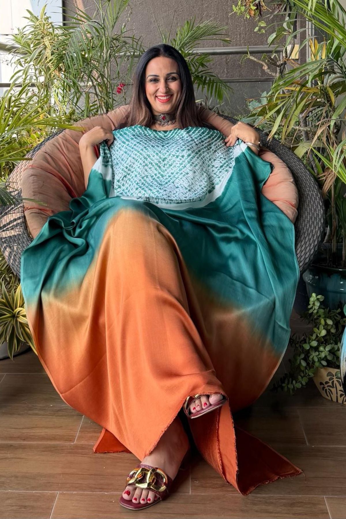 Handblocked Shibori shaded kurta on pure Modal