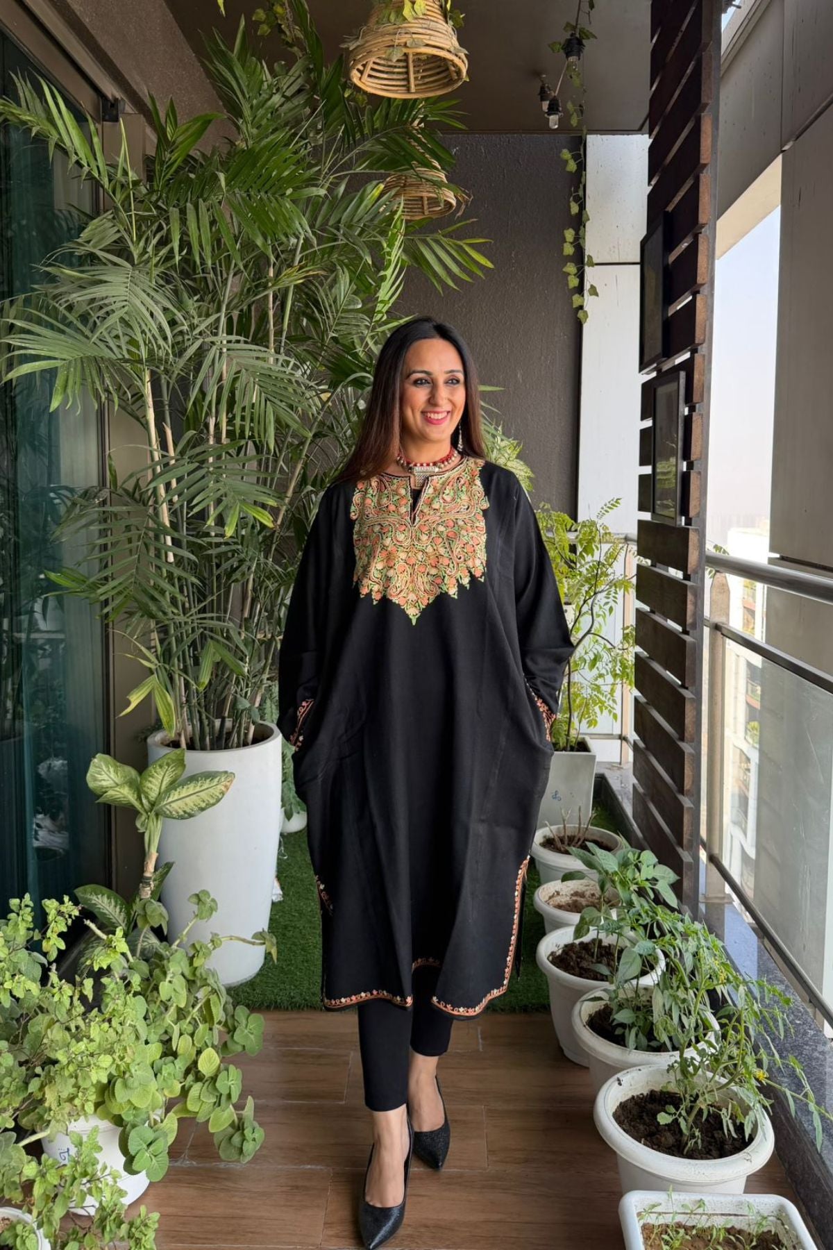 Woollen Kashmiri Phiran with Aari work