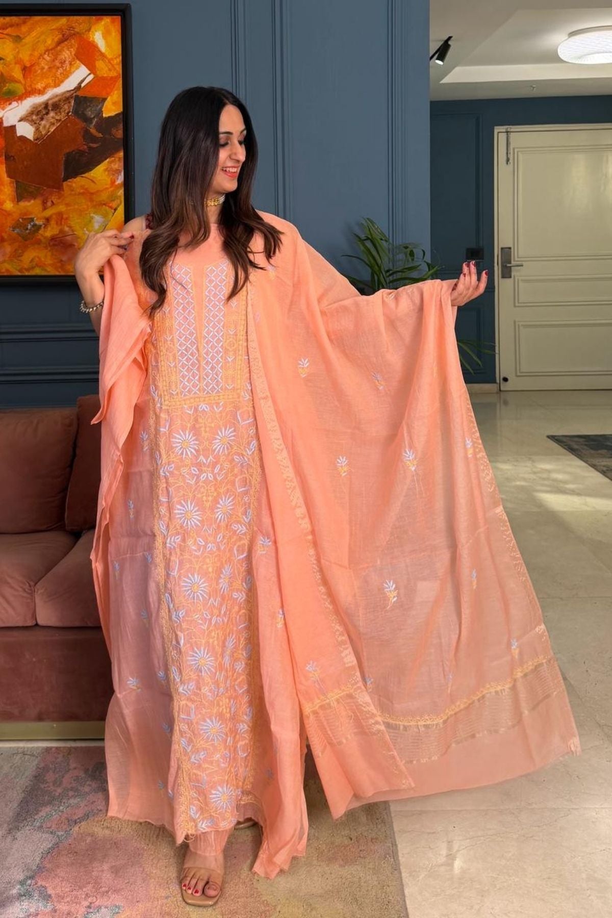 Chikankari on pure Mul cotton!!