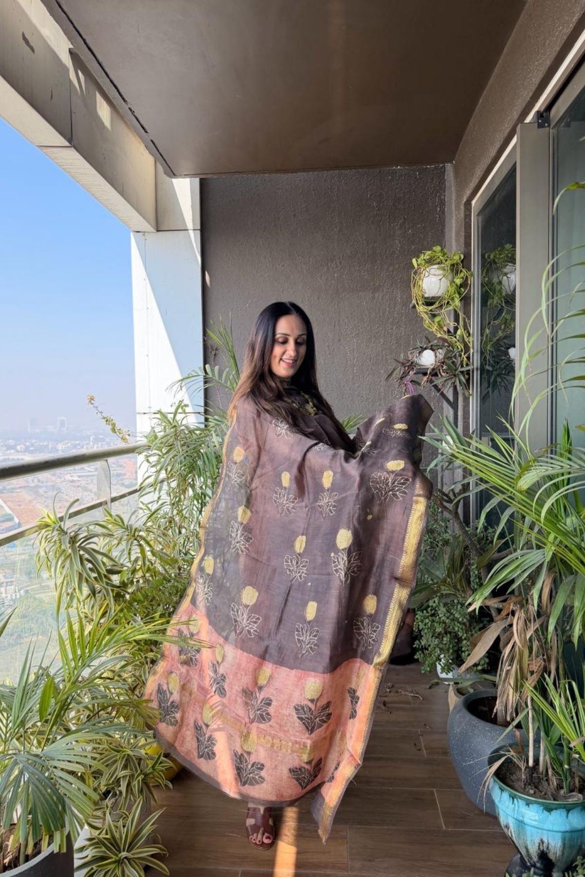 Handblocked with Pomegranate peel kurta dupatta sets in Maheshwari!!