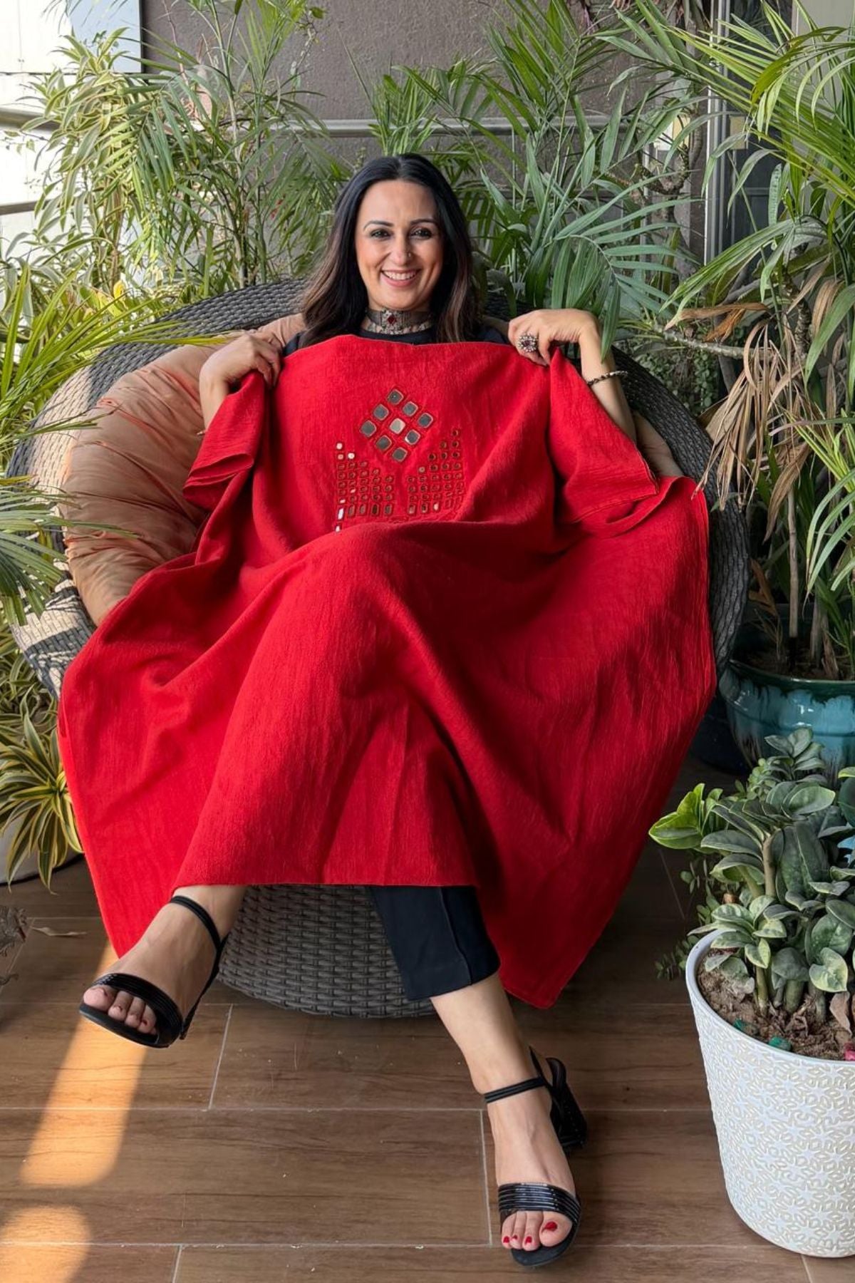 Kutch Mirror work on pure Kala cotton!!!