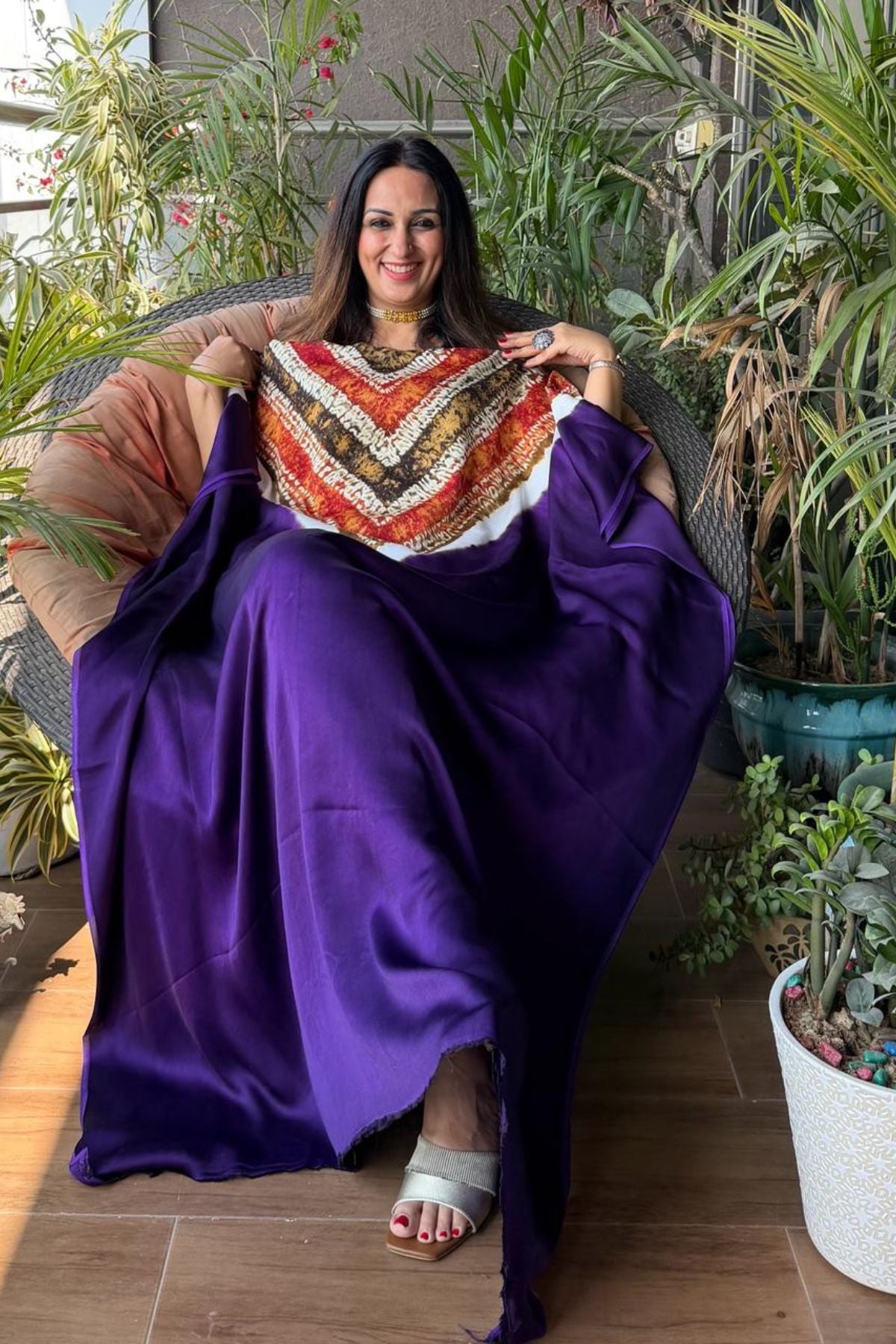 Handblocked Shibori-marble dyed kurta on pure Modal