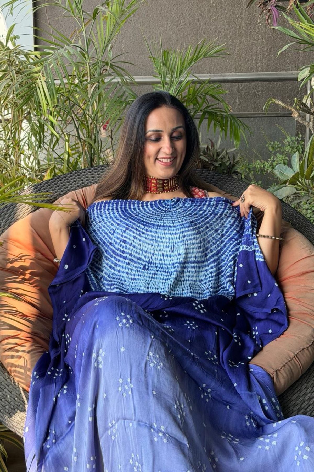Shibori & Bandhani Kurta on pure modal satin!!