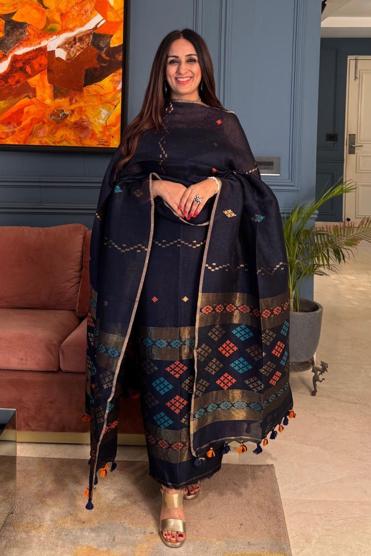 Jayshree Linen kurta Dupatta Set