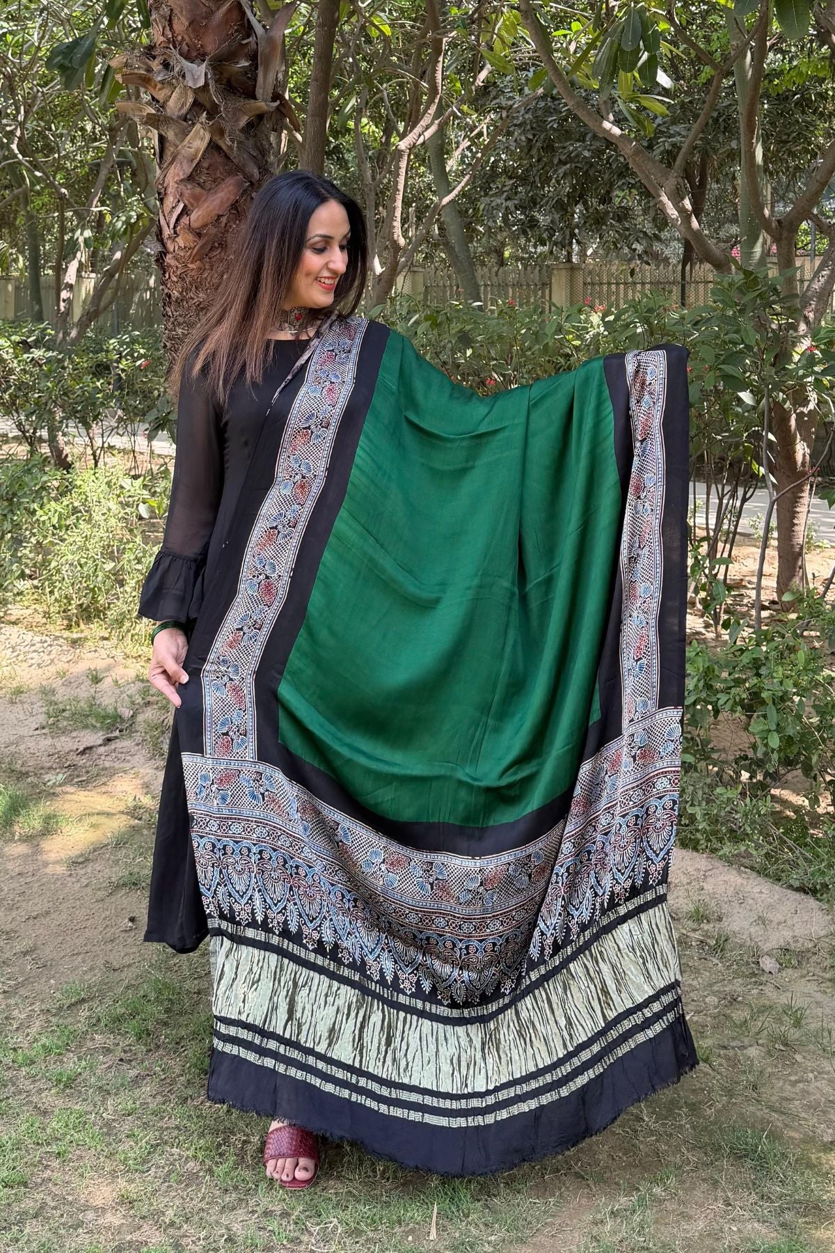 Ajrakh Dupatta on pure Modal with lagdi patta!!
