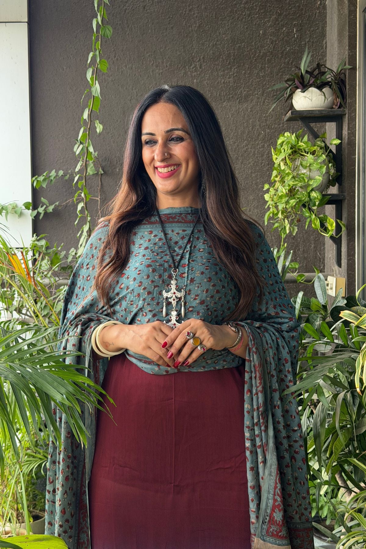 Ombré dyed modal kurta fabric with vegetable Handblock dyed dupatta!!