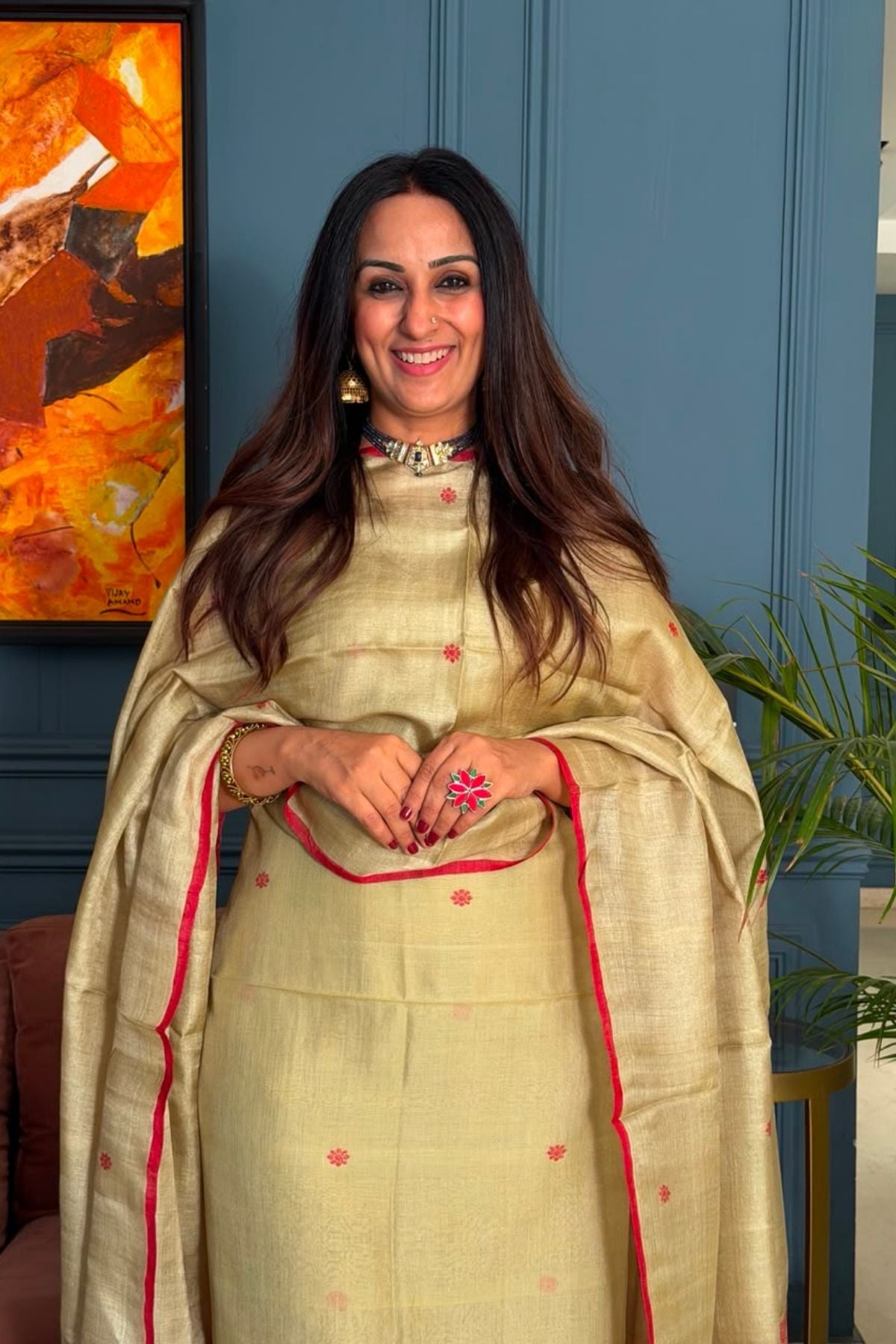 Tangail weave on Pure Tussar Silk -Kurta Dupatta set