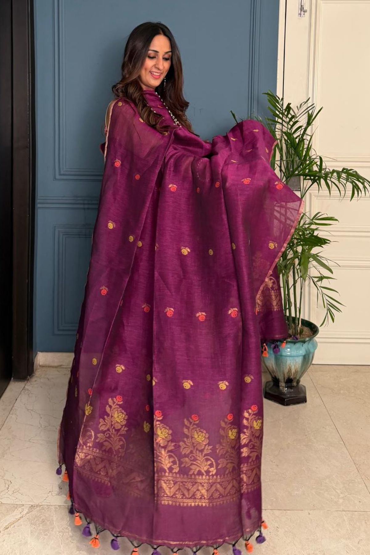 Jayshree cotton linen kurta dupatta set