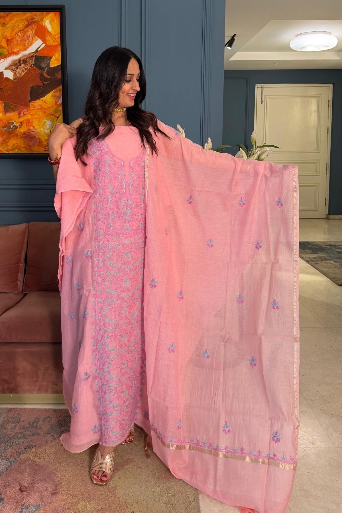 Chikankari on pure Mul cotton!!