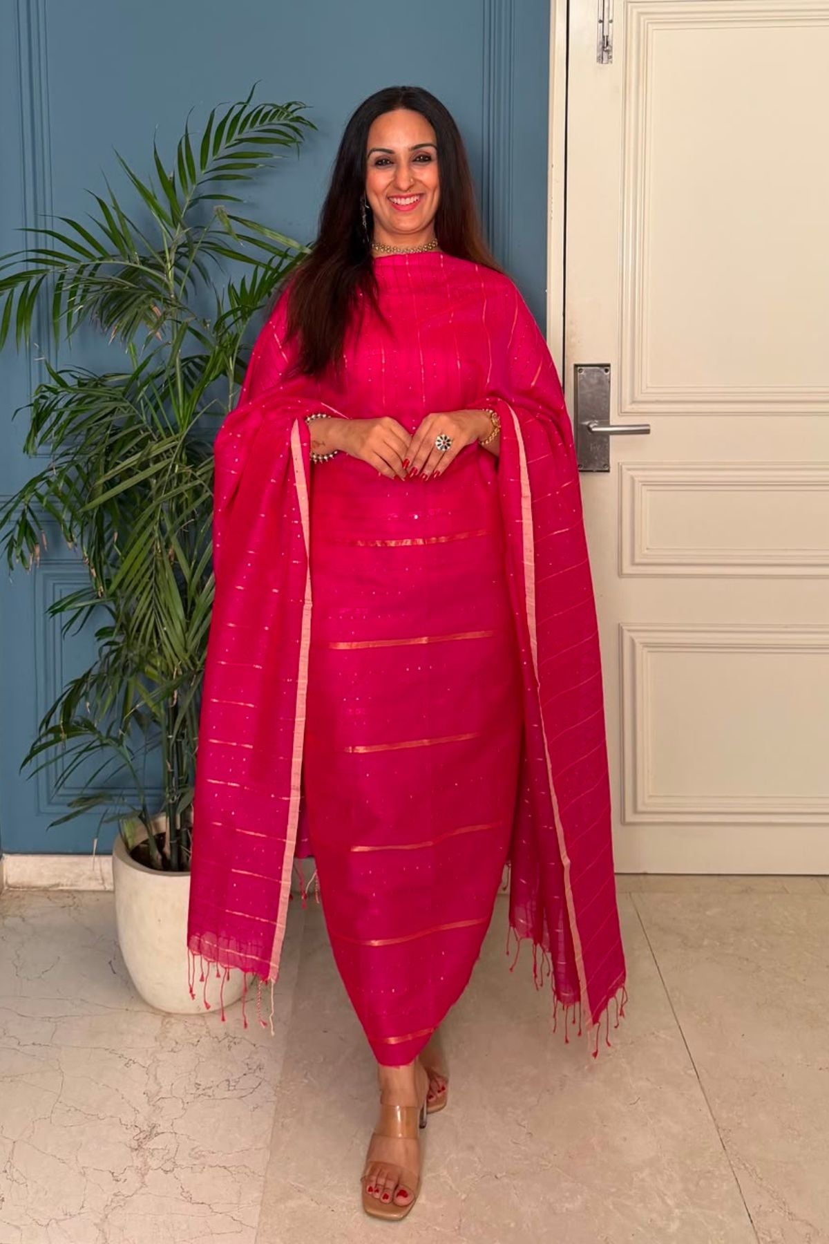 Pure cotton kurta dupatta sets with handwoven pocket sequins!!