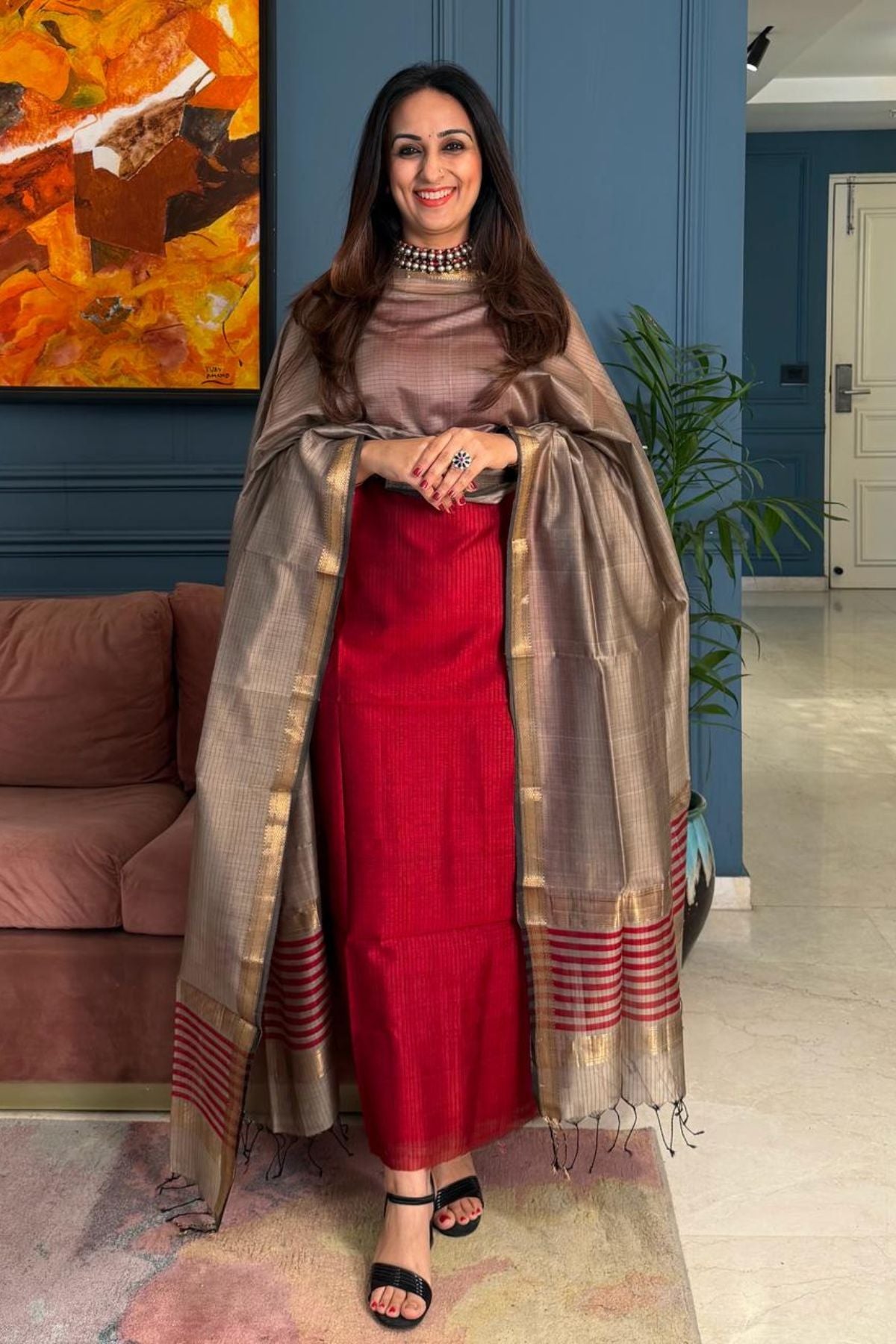 Summer special Maheshwari silk kurta dupatta set!!