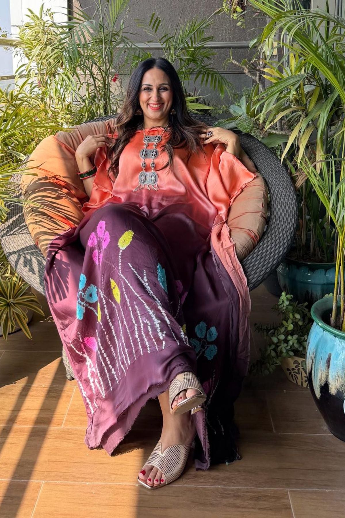 Handblocked Shibori shaded kurta on pure Modal