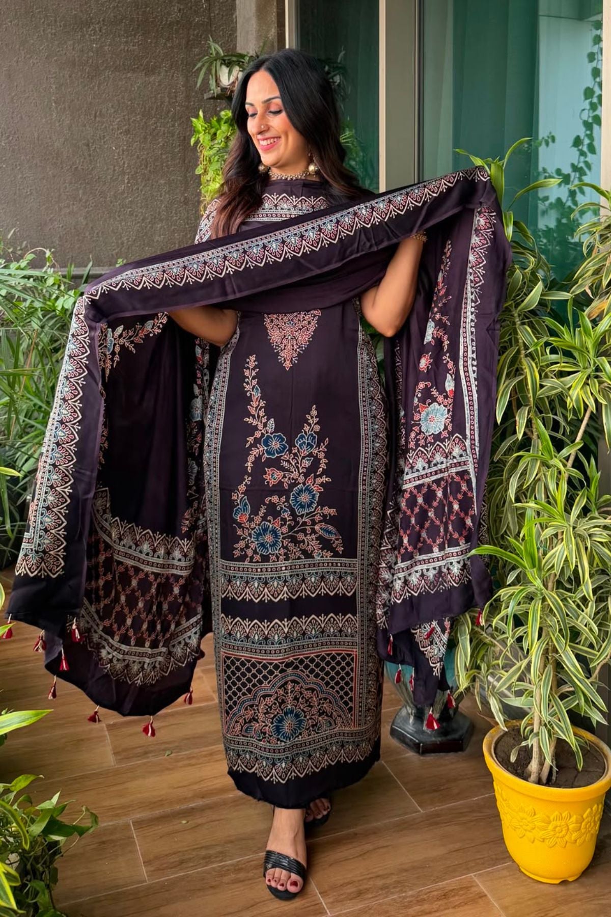 Ajrakh Modal Kurta Dupatta Set