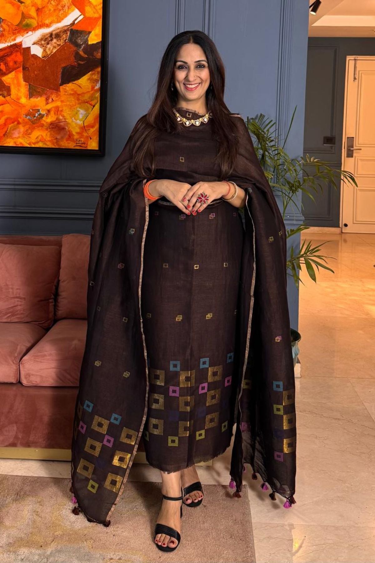 Jayshree Linen kurta Dupatta Set