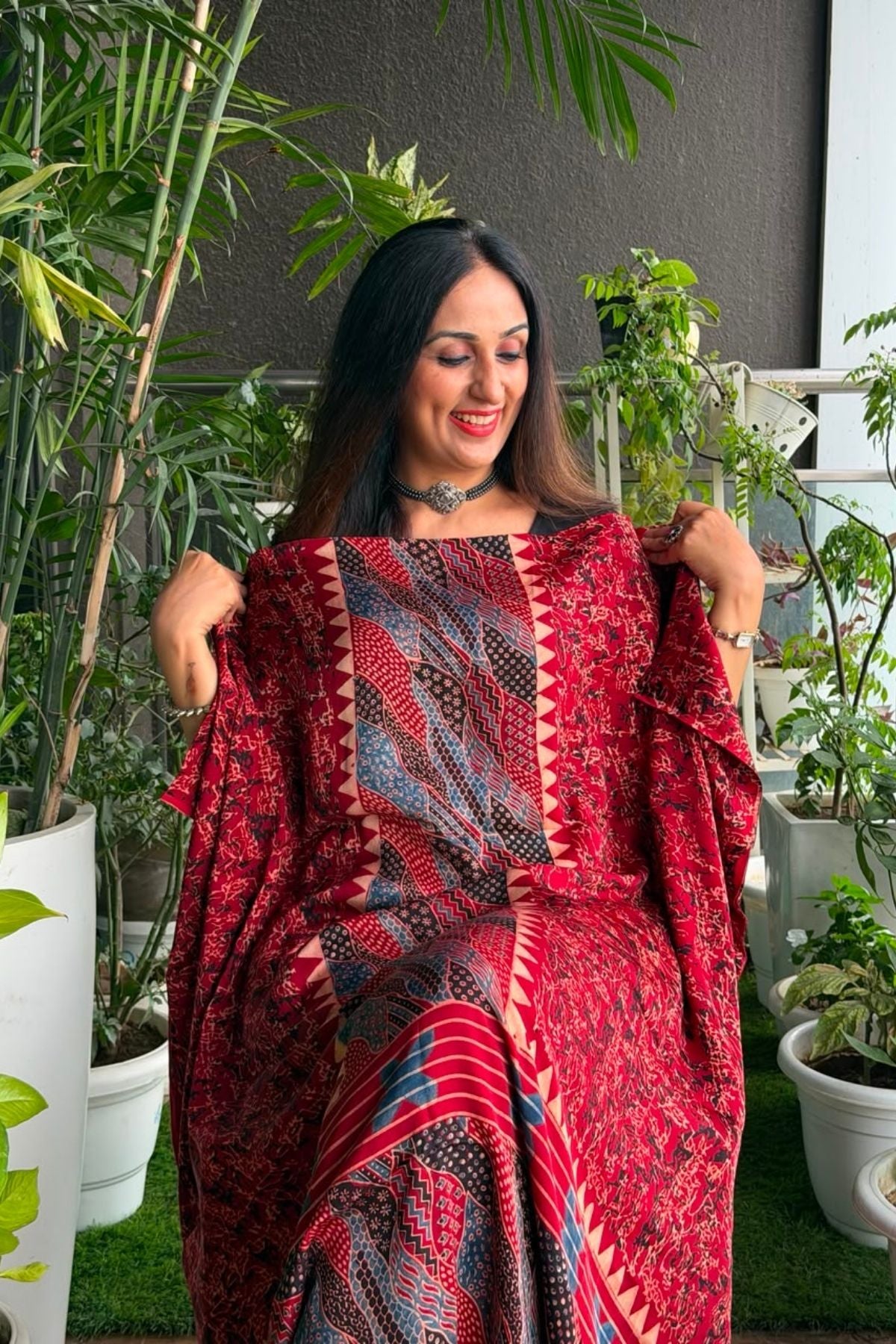 Ajrakh kurta fabric on pure modal !!