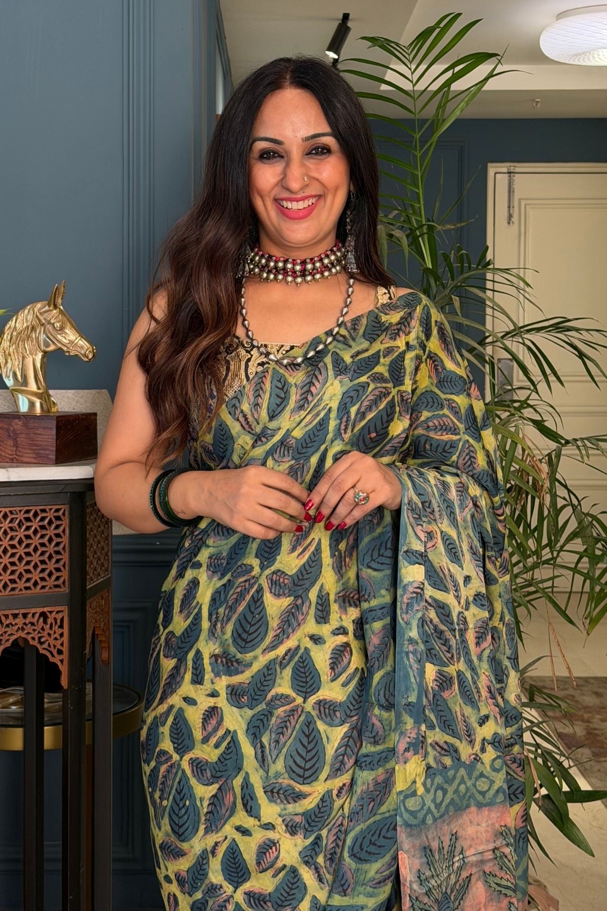 Pomegranate handcrafted pure tussar modal saree!!
