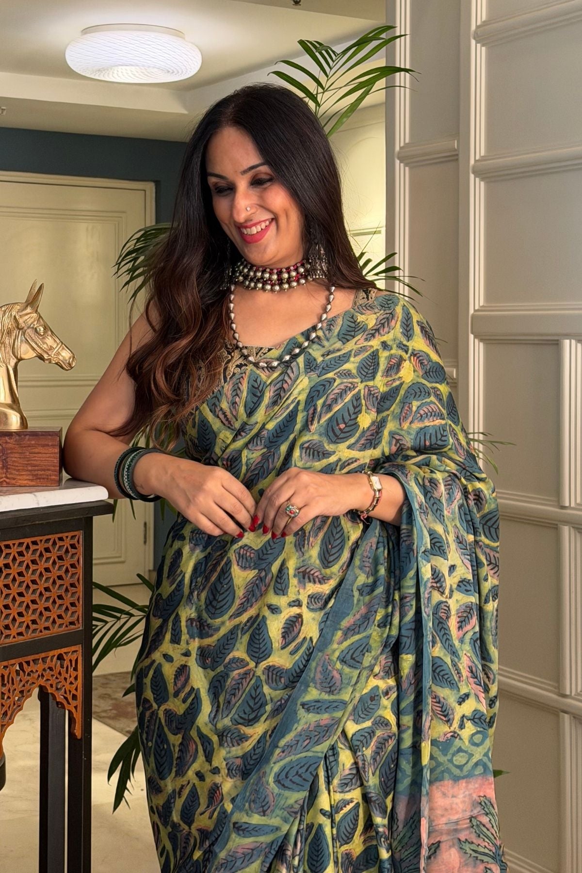 Pomegranate handcrafted pure tussar modal saree!!