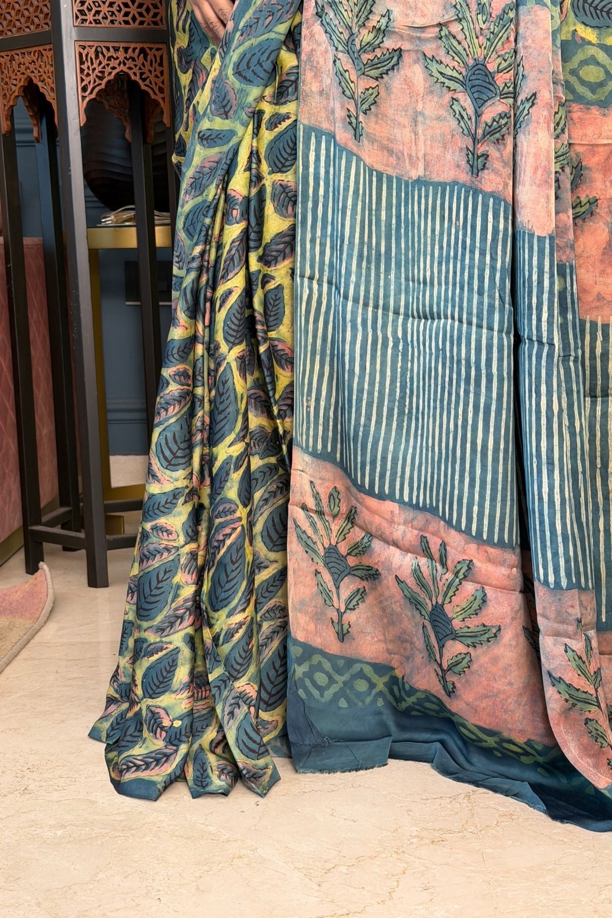 Pomegranate handcrafted pure tussar modal saree!!