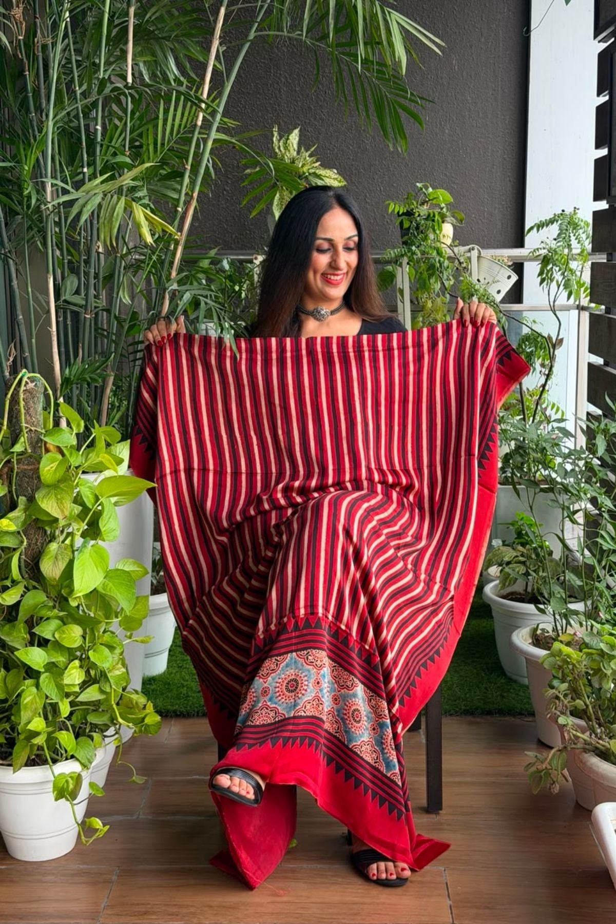 Ajrakh kurta fabric on pure modal !!