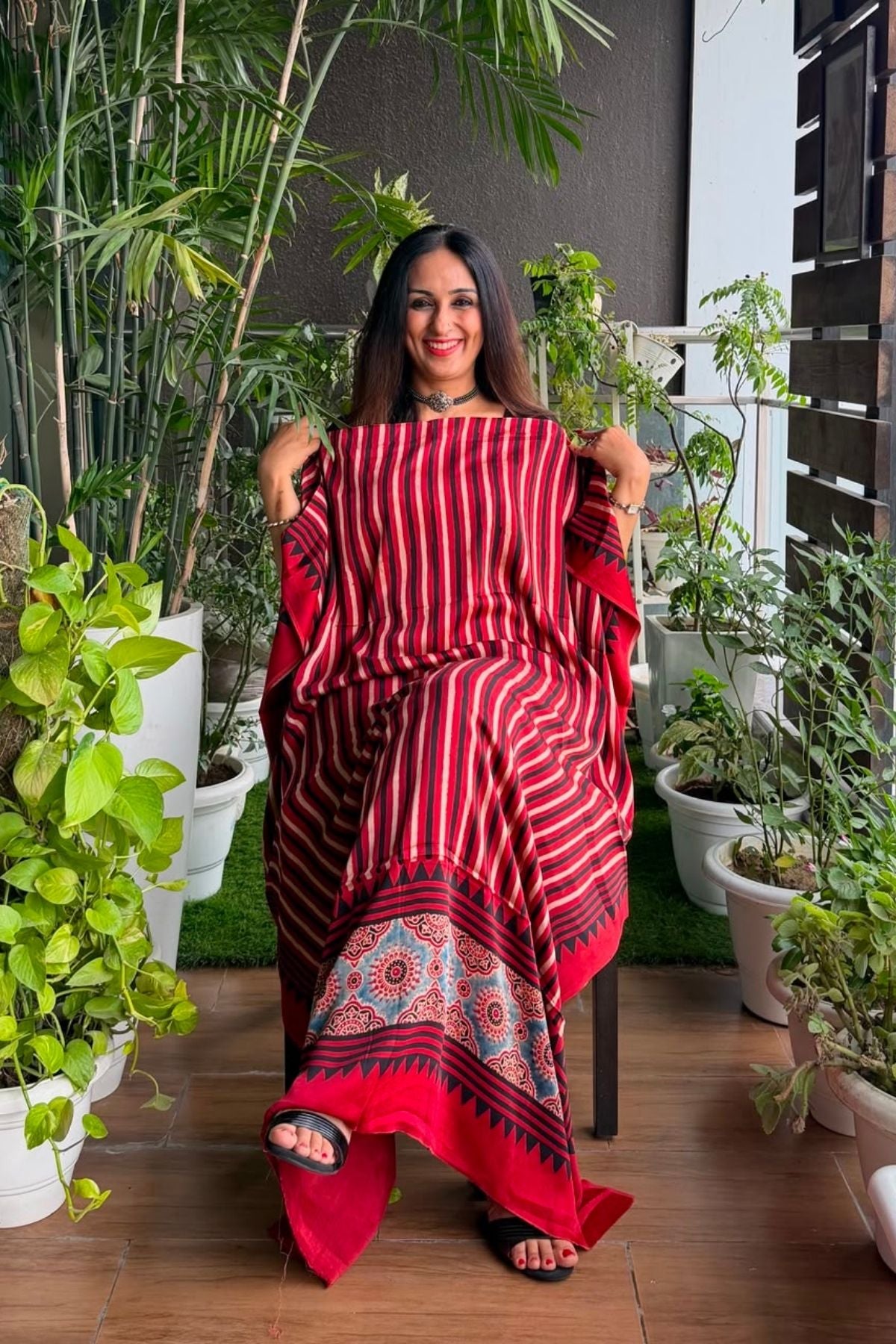 Ajrakh kurta fabric on pure modal !!