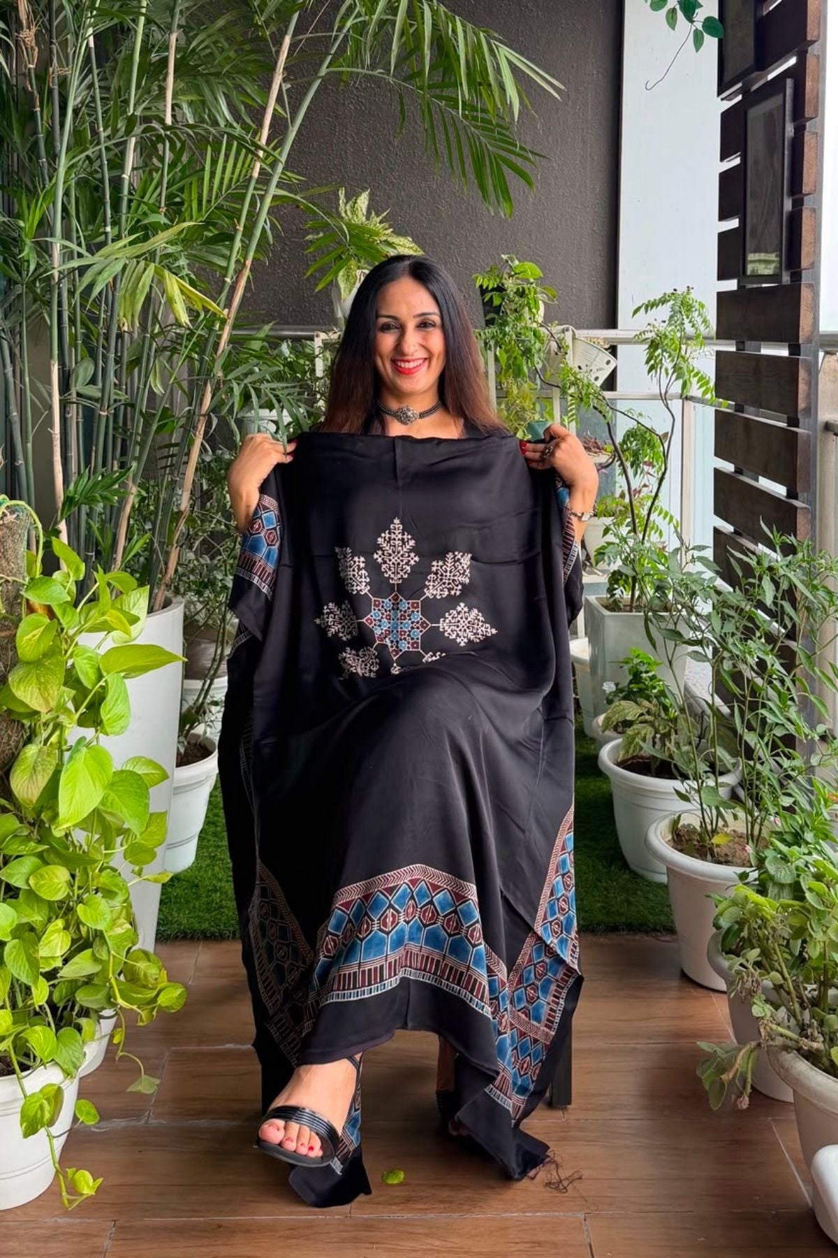 Ajrakh kurta fabric on pure modal !!