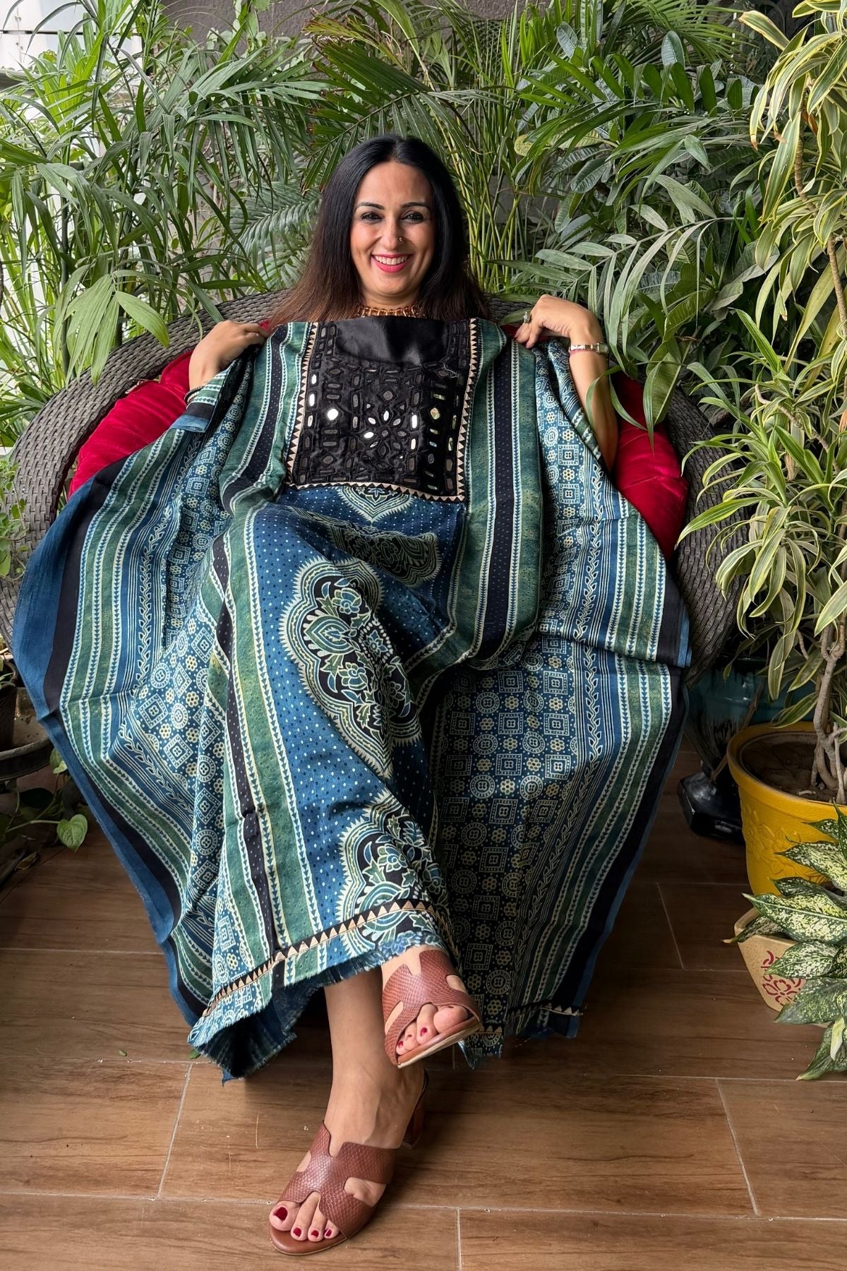 Handcrafted kurta with Kutch mirror work on pure Mashru!!