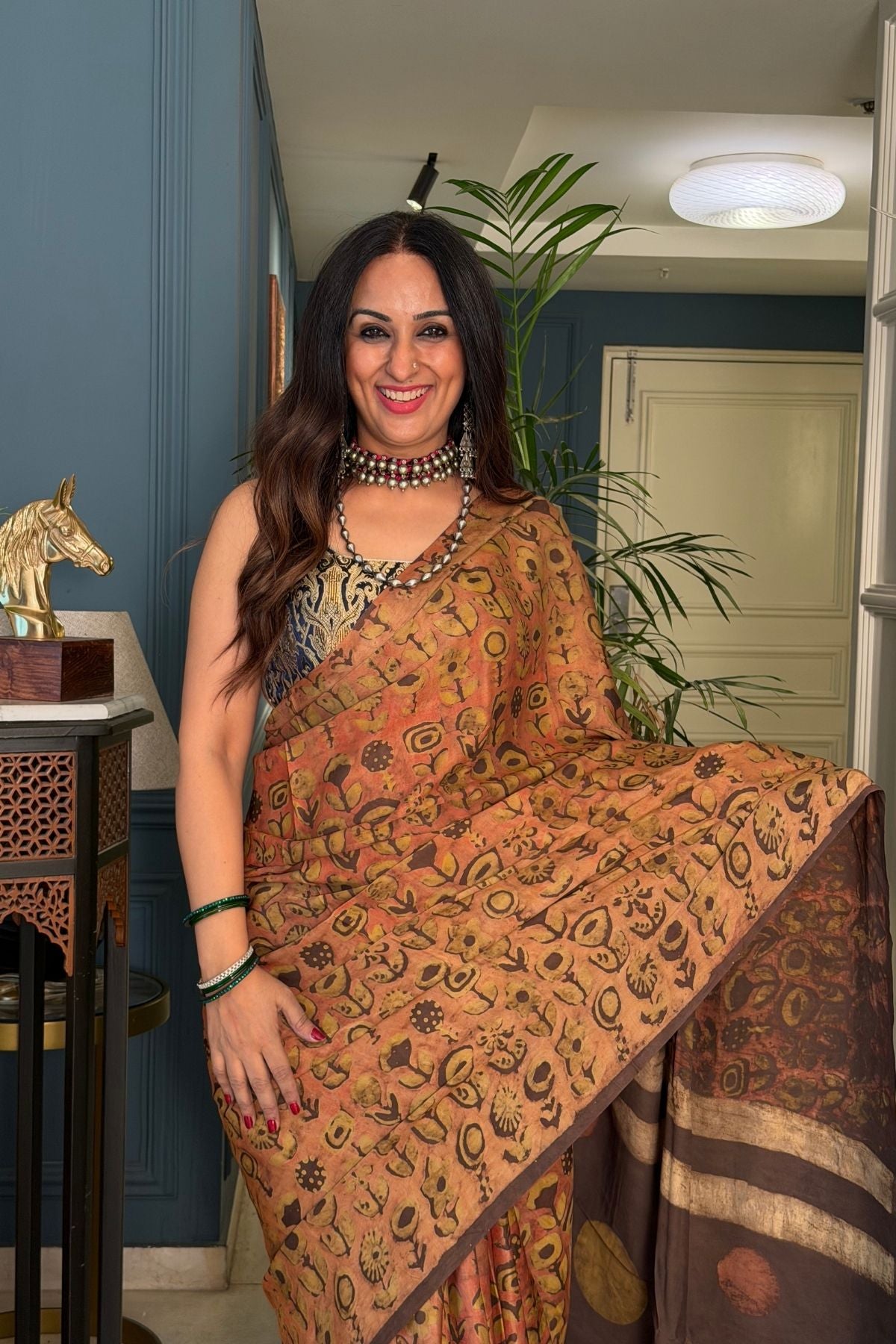 Pomegranate handcrafted pure tussar modal saree!!