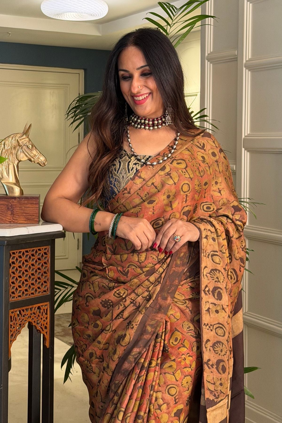 Pomegranate handcrafted pure tussar modal saree!!