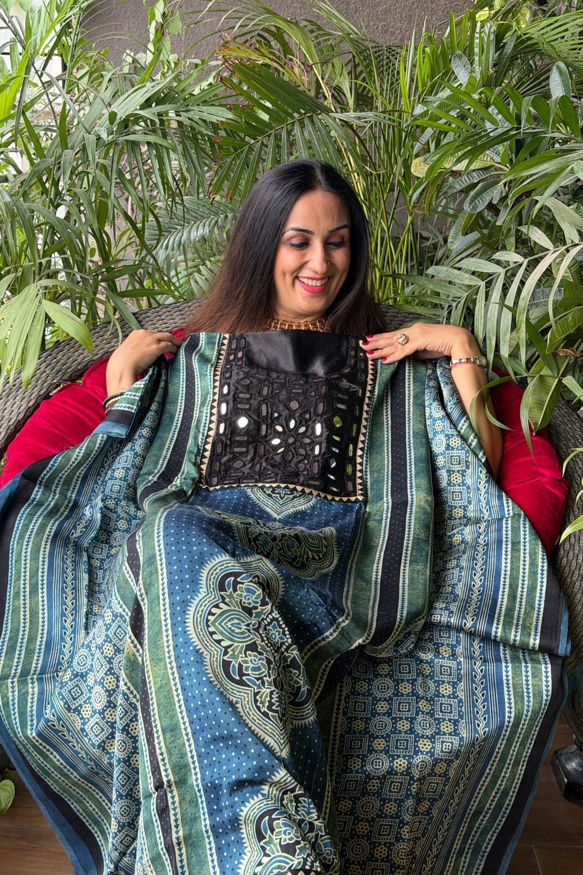 Handcrafted kurta with Kutch mirror work on pure Mashru!!