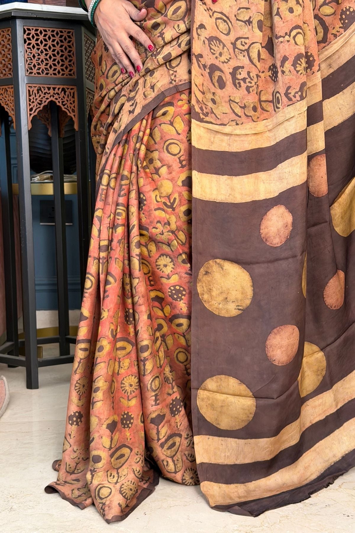 Pomegranate handcrafted pure tussar modal saree!!