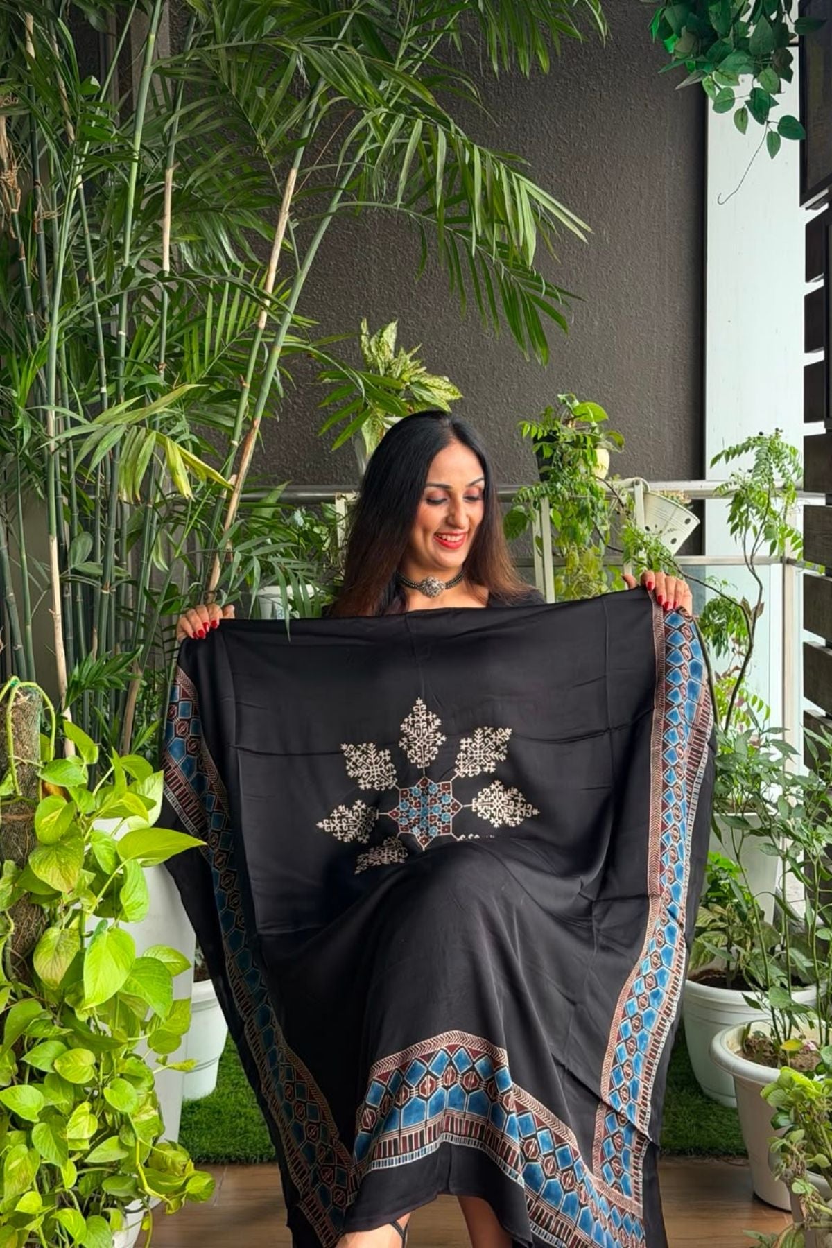 Ajrakh kurta fabric on pure modal !!