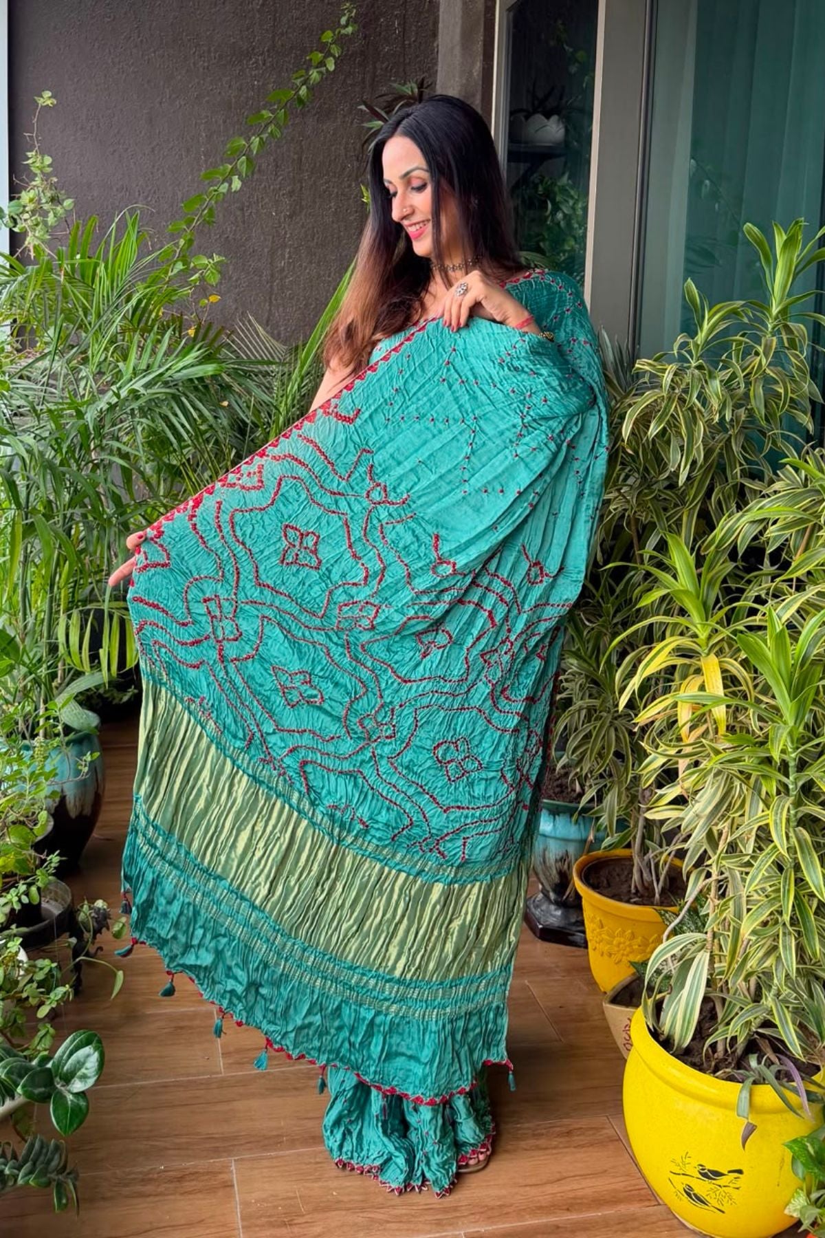 Handcrafted bandhani saree on pure modal!!!
