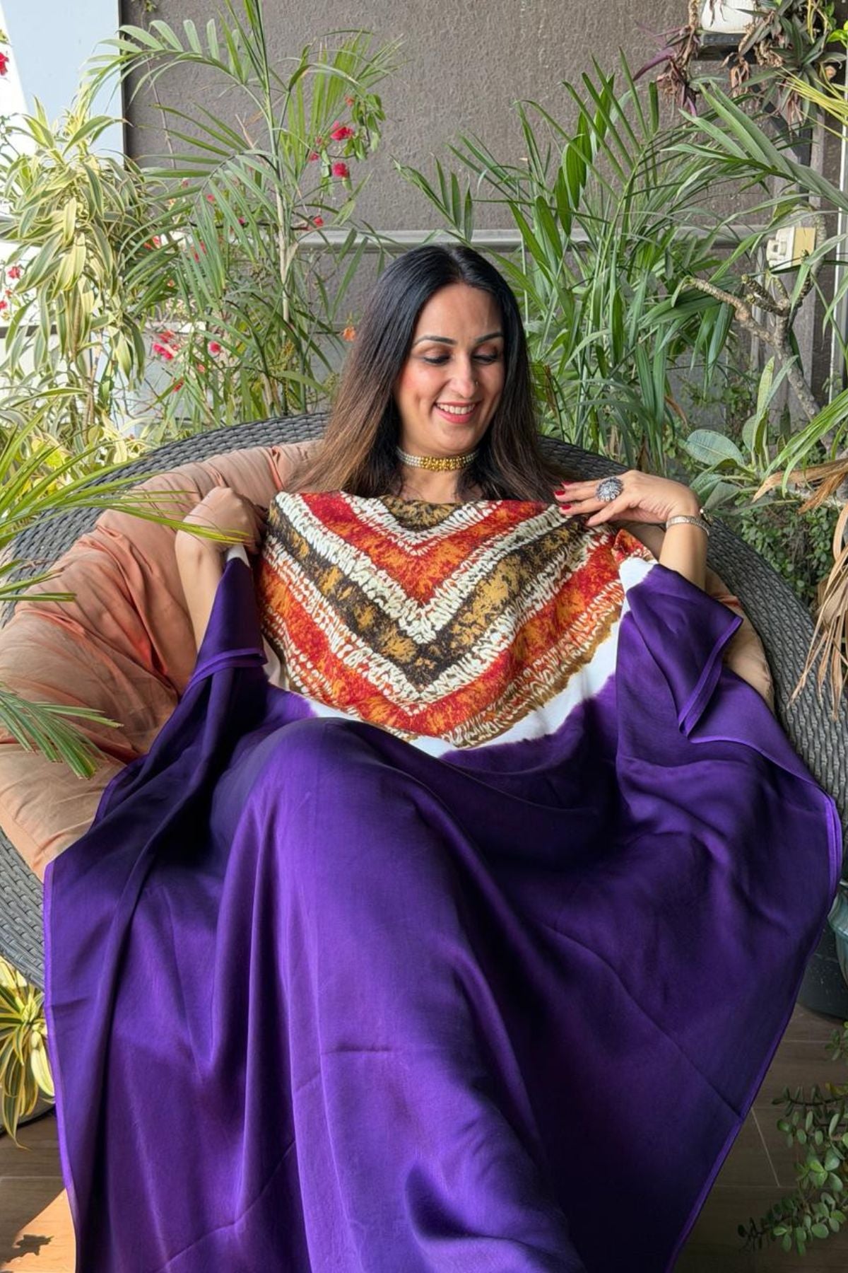 Handblocked Shibori-marble dyed kurta on pure Modal