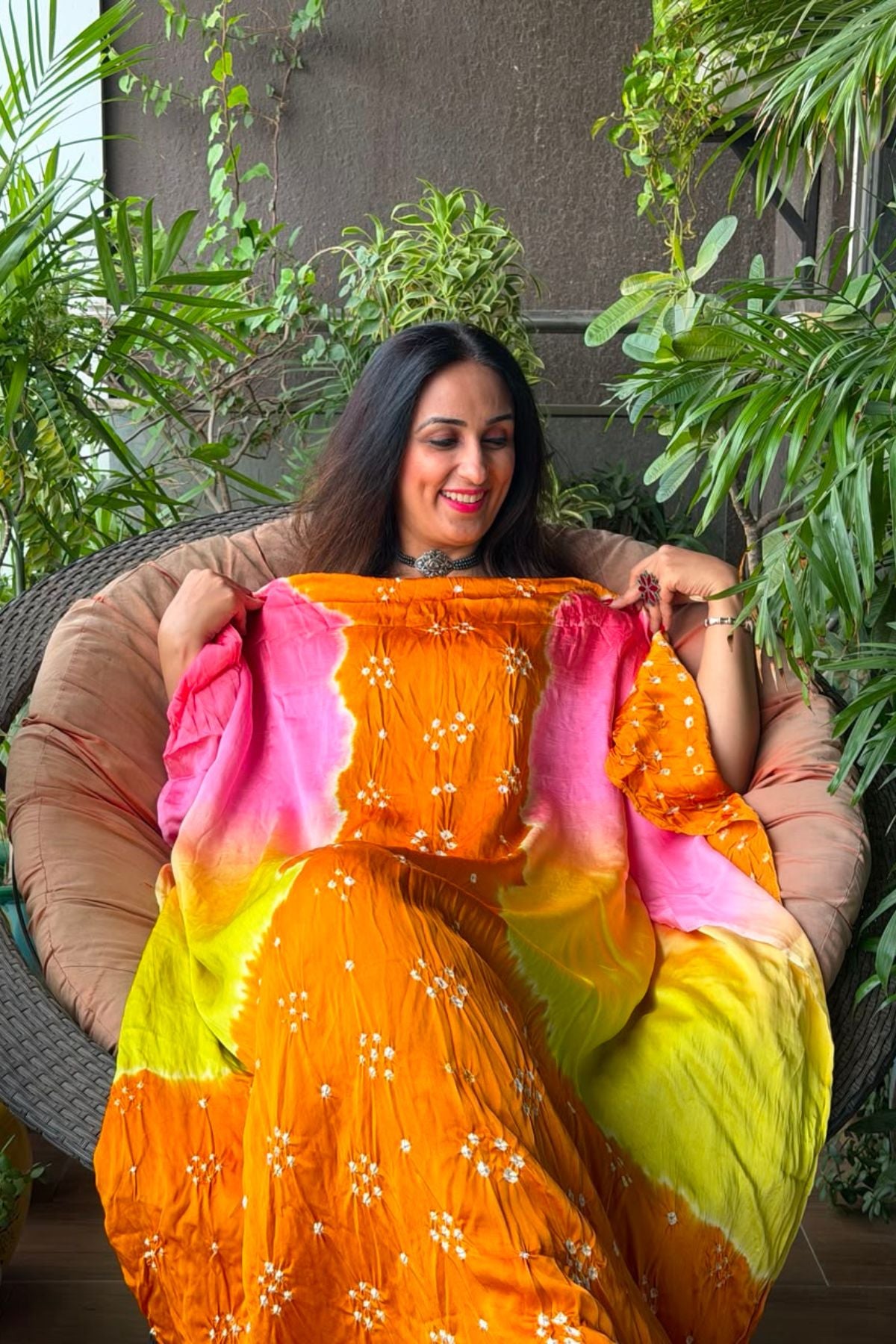 Hand BANDHANI work with ombré dyeing!!!