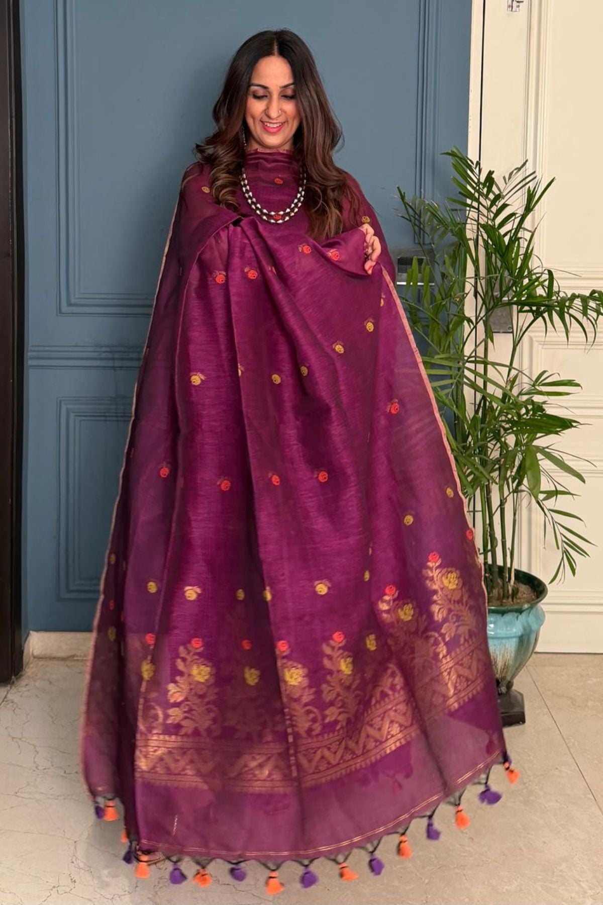 Jayshree cotton linen kurta dupatta set