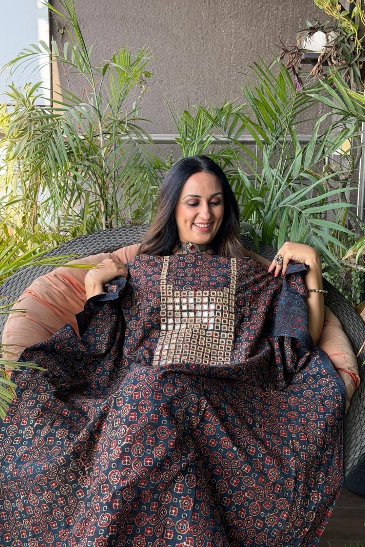 Pure Cotton Kutch mirror hand work kurta fabrics!!