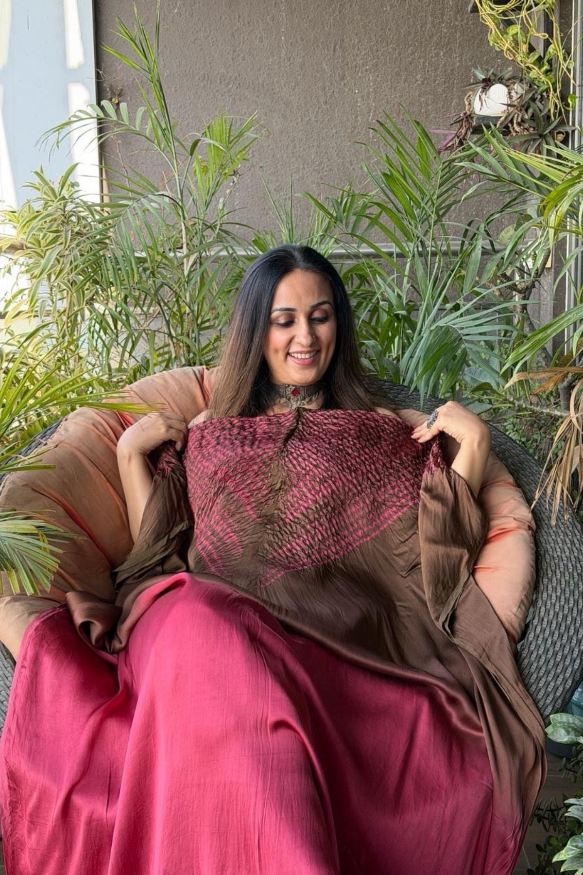 Handblocked Shibori shaded kurta on pure Modal
