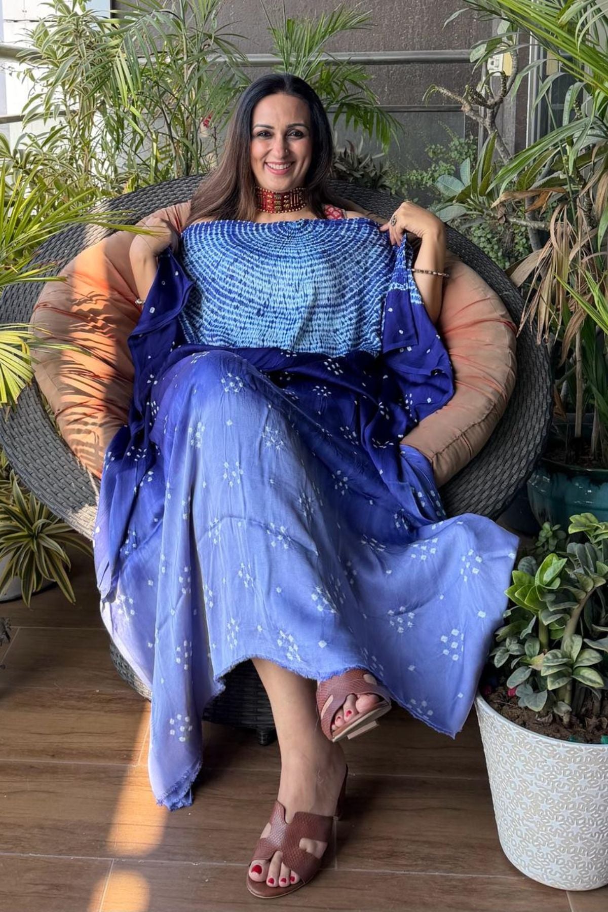 Shibori & Bandhani Kurta on pure modal satin!!