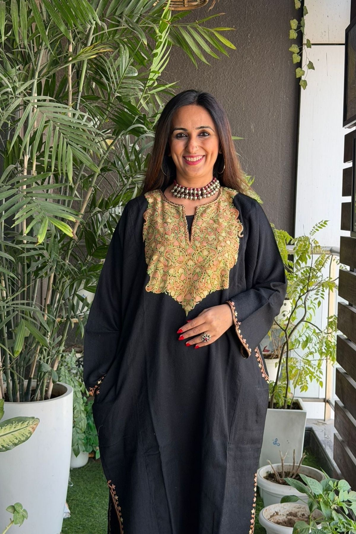 Woollen Kashmiri Phiran with Aari work