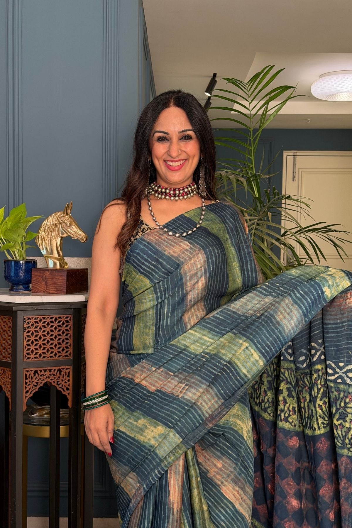 Pomegranate handcrafted pure tussar modal saree!!