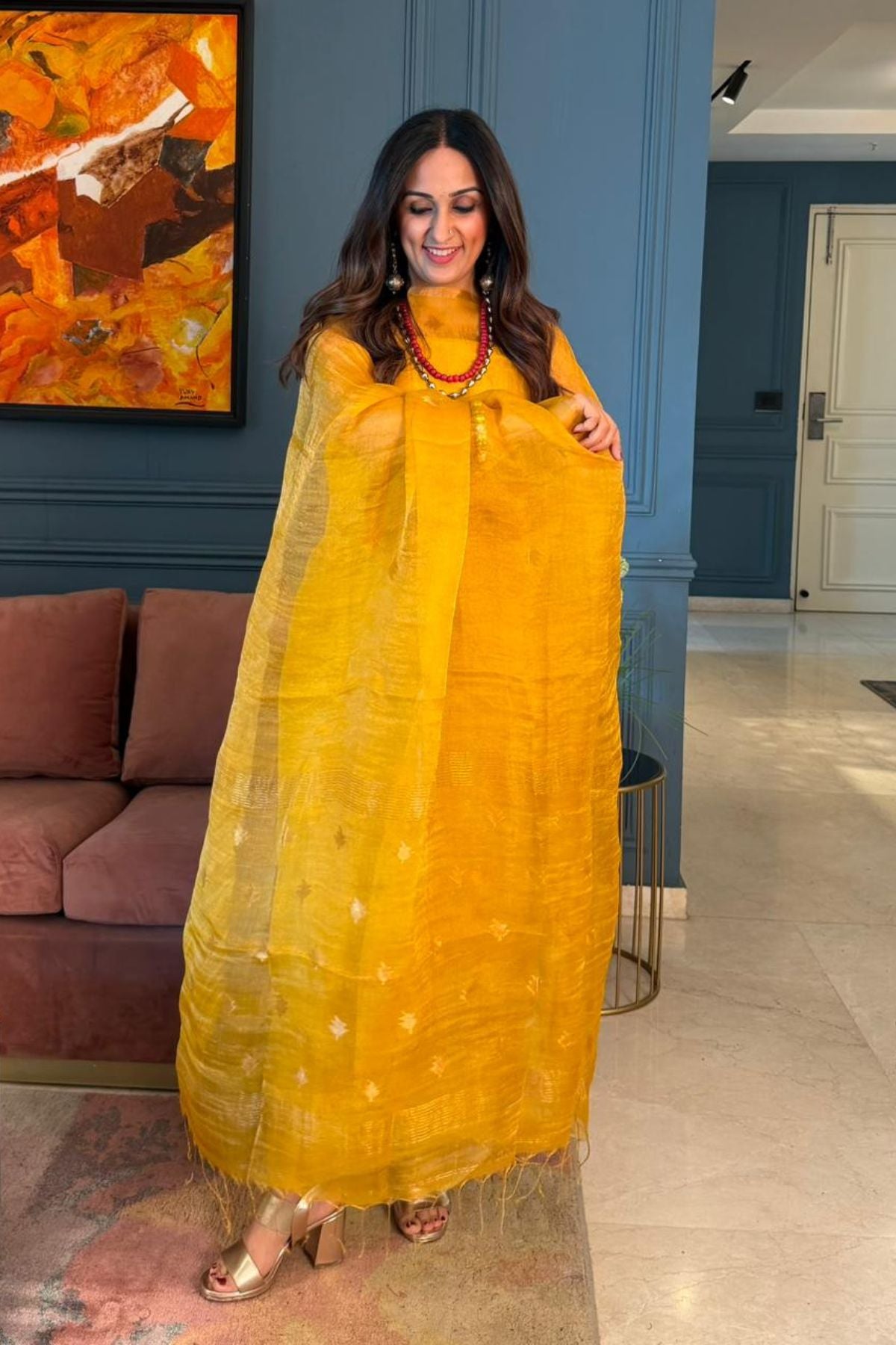 Premium quality Tissue muslin kurta dupatta set