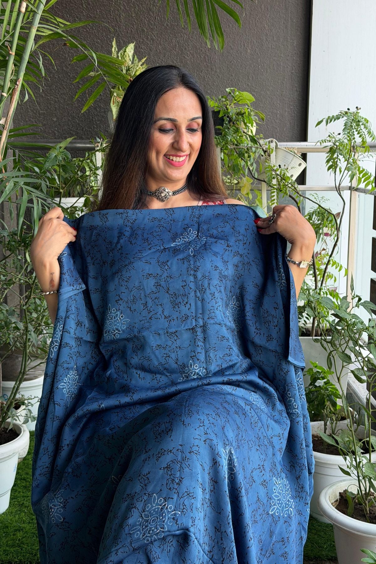 Ajrakh kurta fabric on pure modal !!