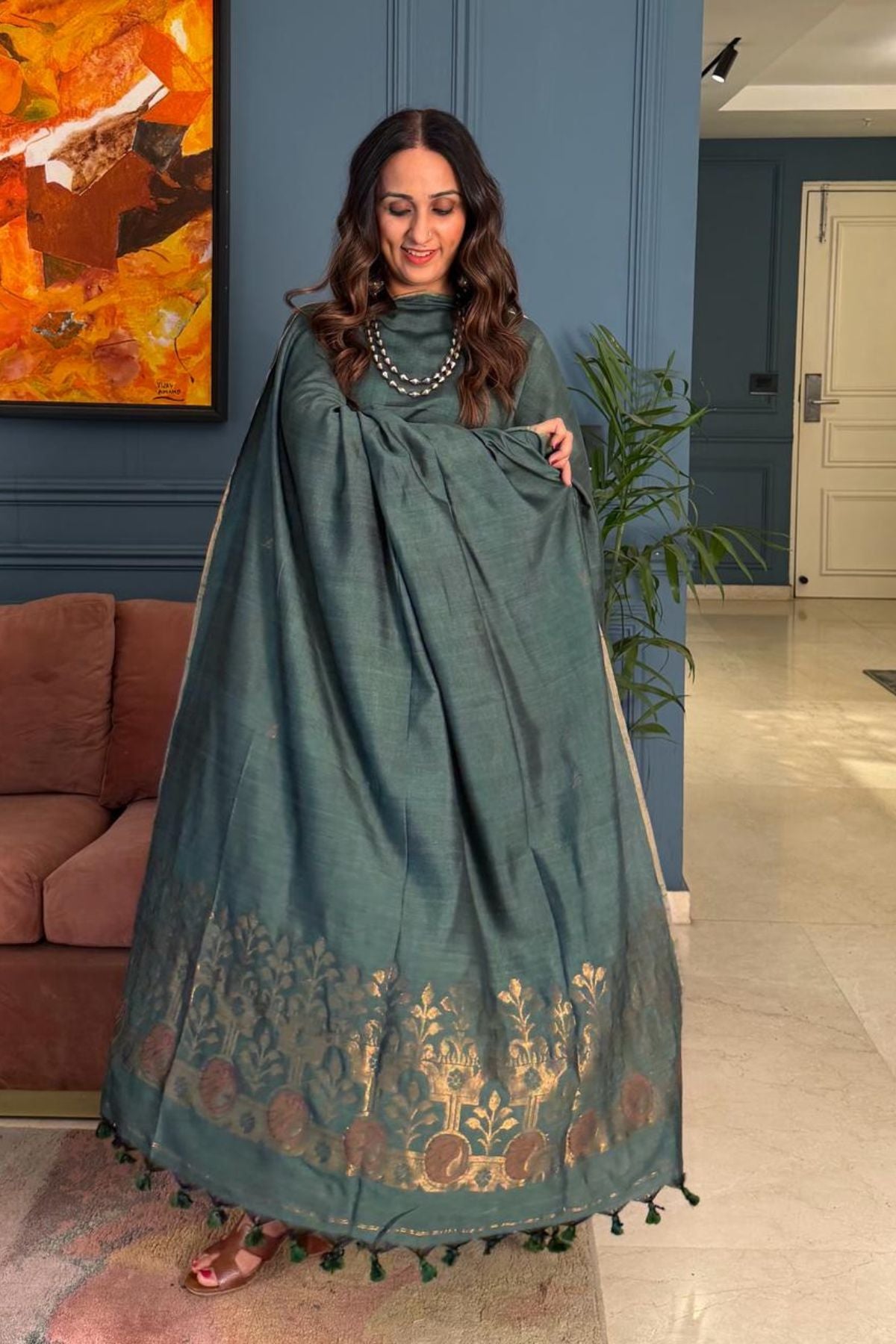 Premium Bangalore cotton with Banarasi weave kurta dupatta sets